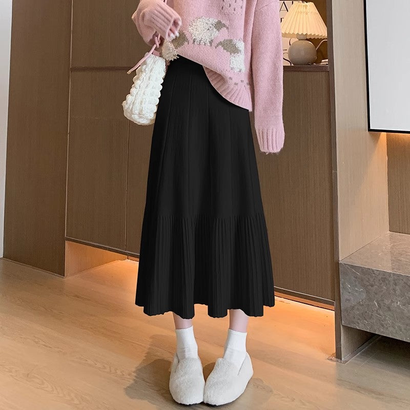 Ladies Elegant Pleated Maxi Skirt Mune Fashion