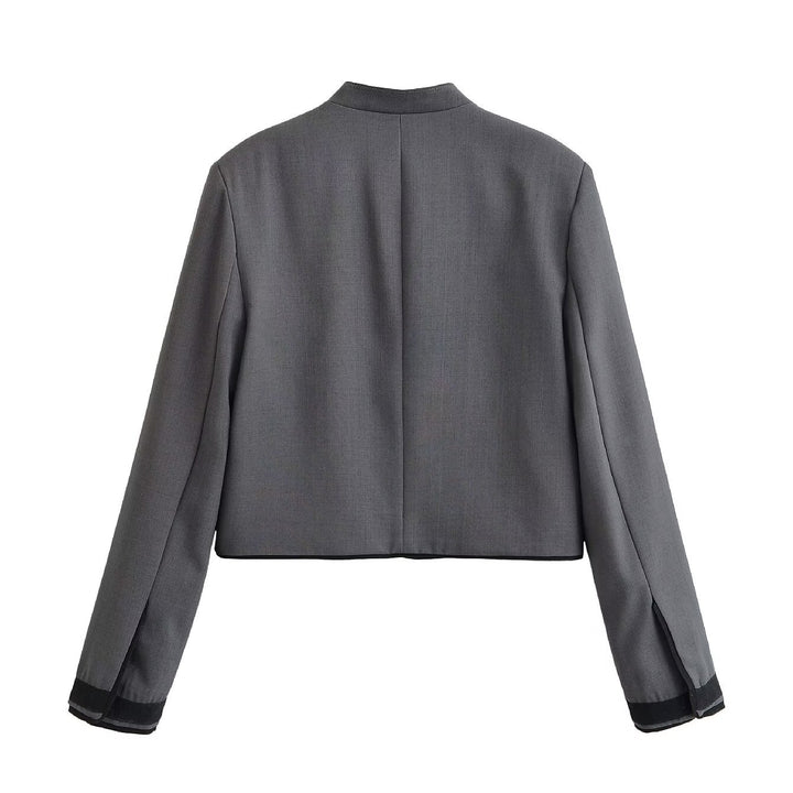 Women's Short Jacket with Mandarin Collar and Decorative Knot Closures Mune Fashion