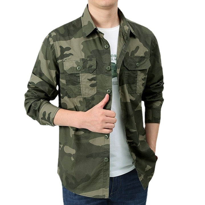 Men's Utility Shirt Jacket with Two Flap Chest Pockets and Straight Cut Mune Fashion
