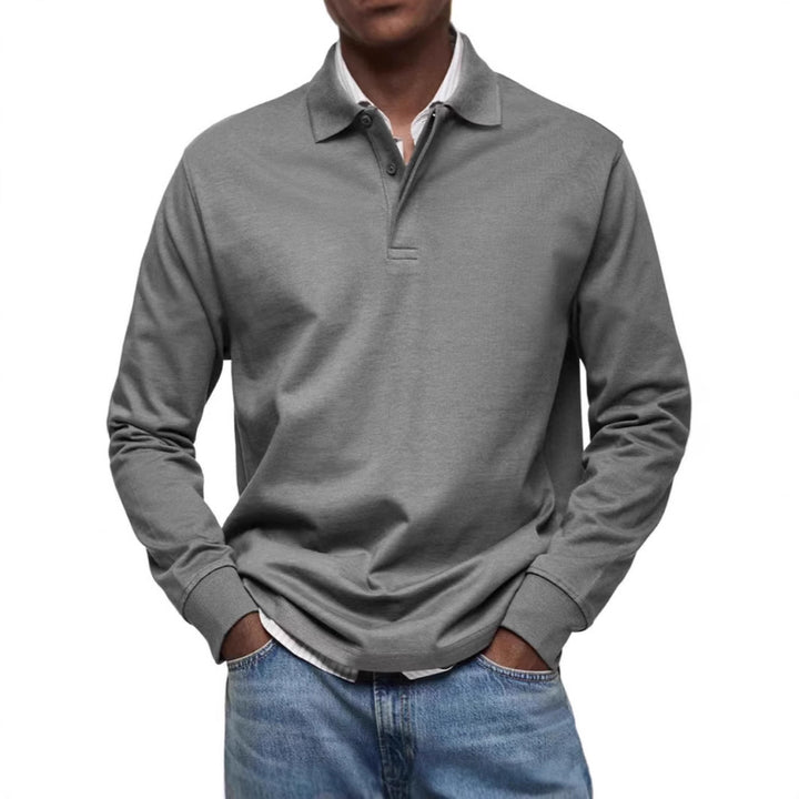 Men's fine-knit polo shirt with long sleeves, ribbed cuffs and concealed button placket Mune Fashion
