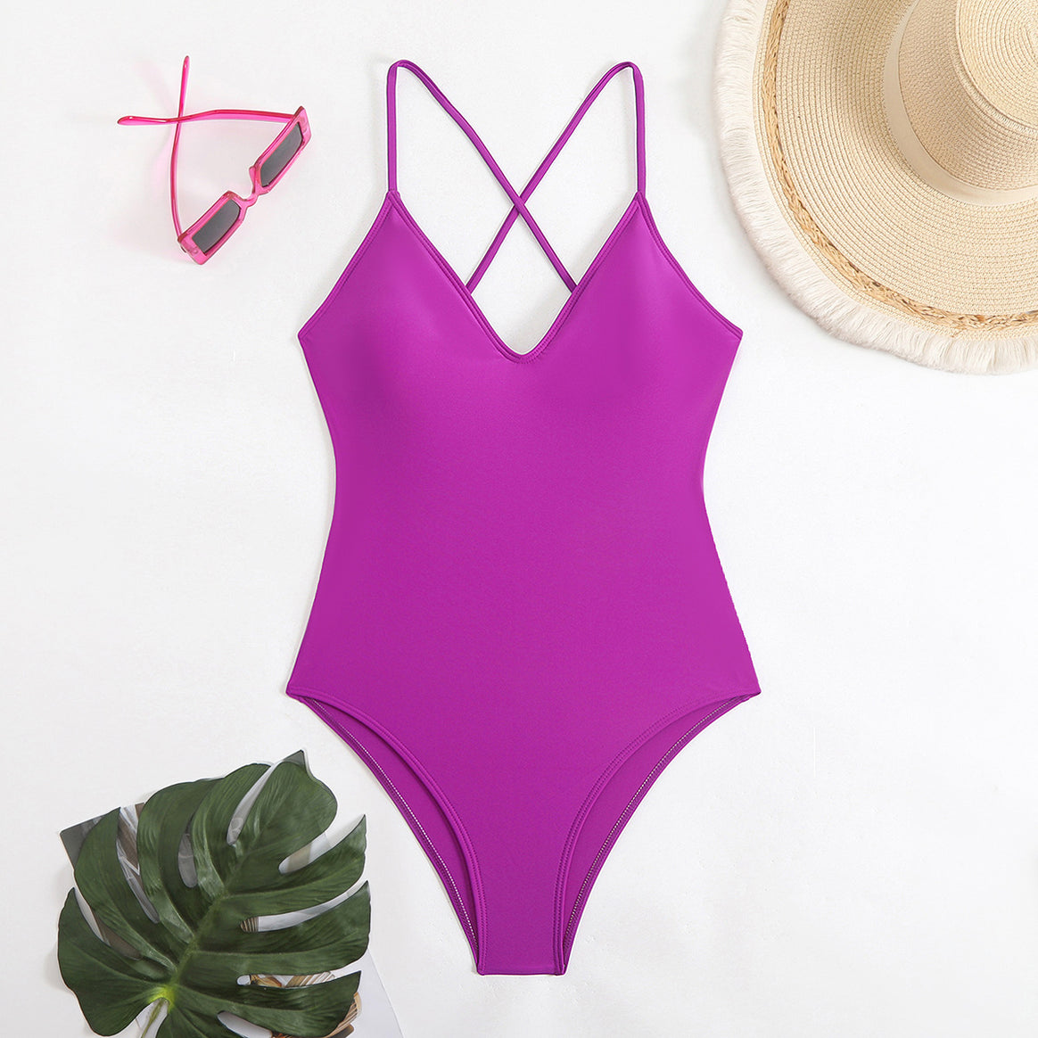 Women's sporty one-piece swimsuit with cross straps Mune Fashion