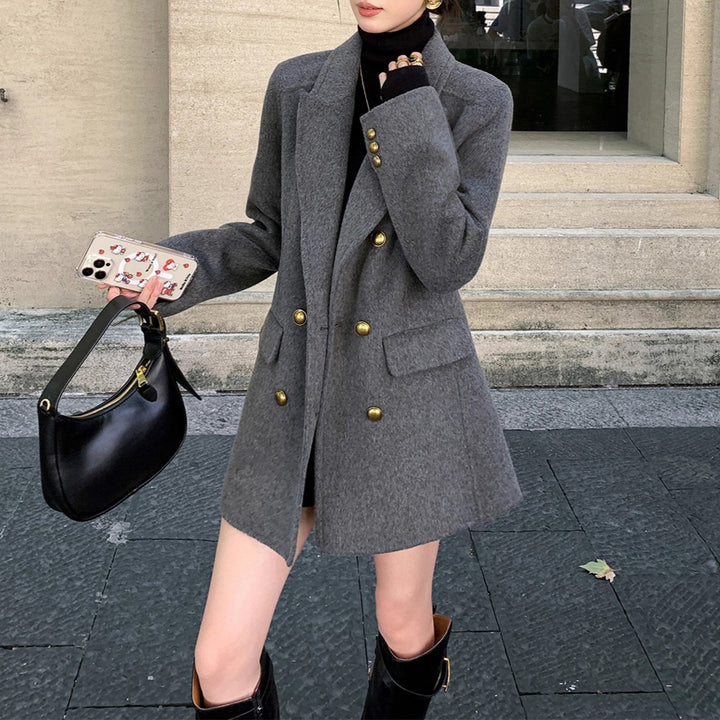 Ladies Elegant Wool Coat Mune Fashion