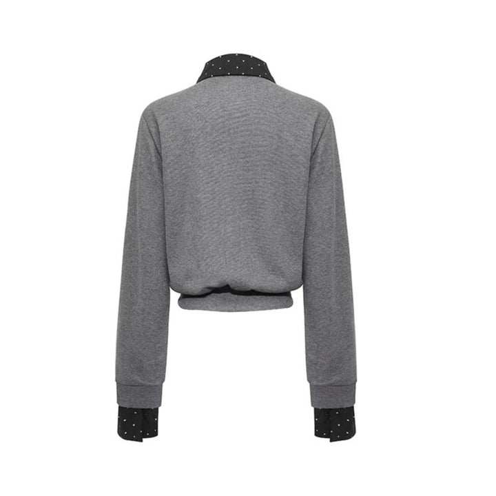 Women's button sweatshirt jacket with inserted shirt collar and cuffs Mune Fashion