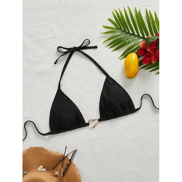 Ladies triangle bikini with elegant lacing and decorative ring Mune Fashion