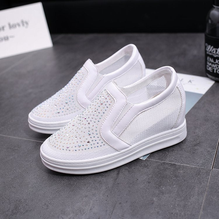 Damen Keil-Sneaker mit Glitzersteinen und atmungsaktivem Mesh Mune Fashion