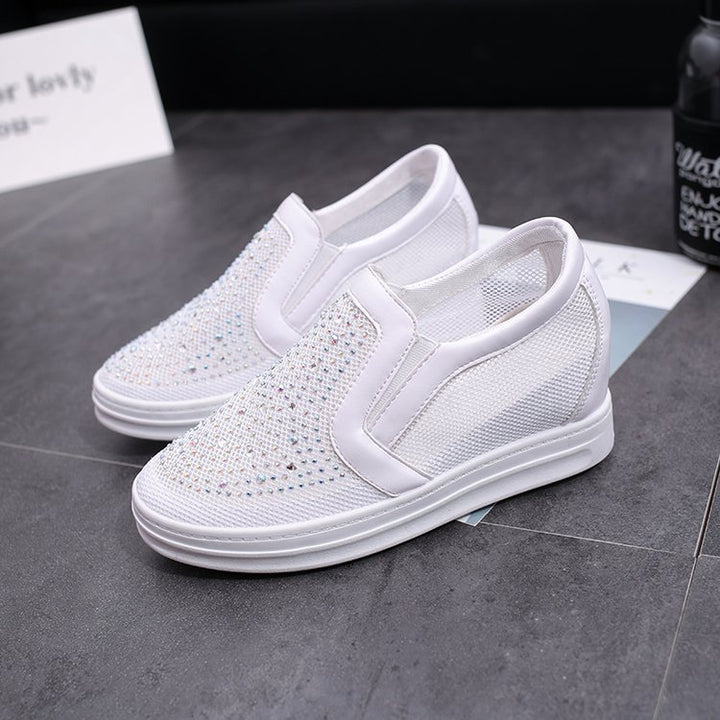 Damen Keil-Sneaker mit Glitzersteinen und atmungsaktivem Mesh Mune Fashion