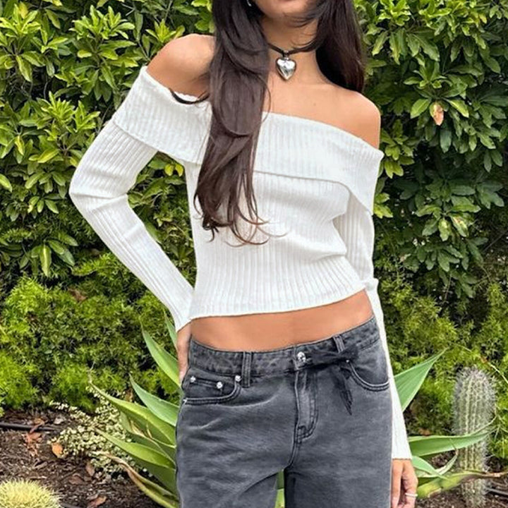 Women Off-Shoulder Knit Top Mune Fashion 1788168829