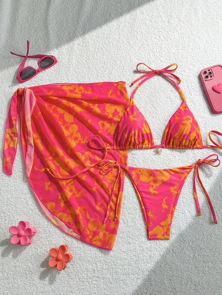 Women Triangle Bikini Set with adjustable straps and wrap Mune Fashion