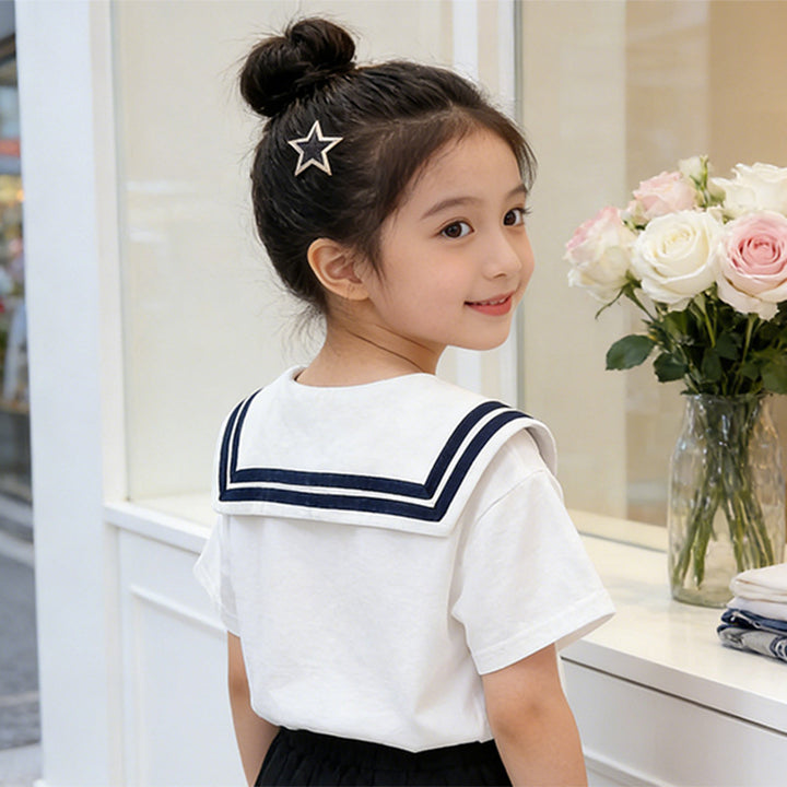 Girl's Sailor T-Shirt with Bow Detail Mune Fashion