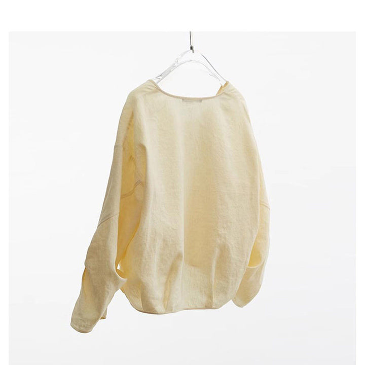 Women Airy and Comfortable Linen Blouse Mune Fashion
