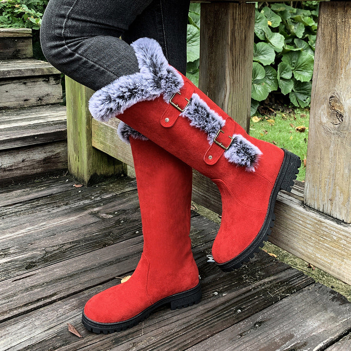 Women's Winter Boots with Cozy Faux Fur Collar and Slip-Resistant Sole Mune