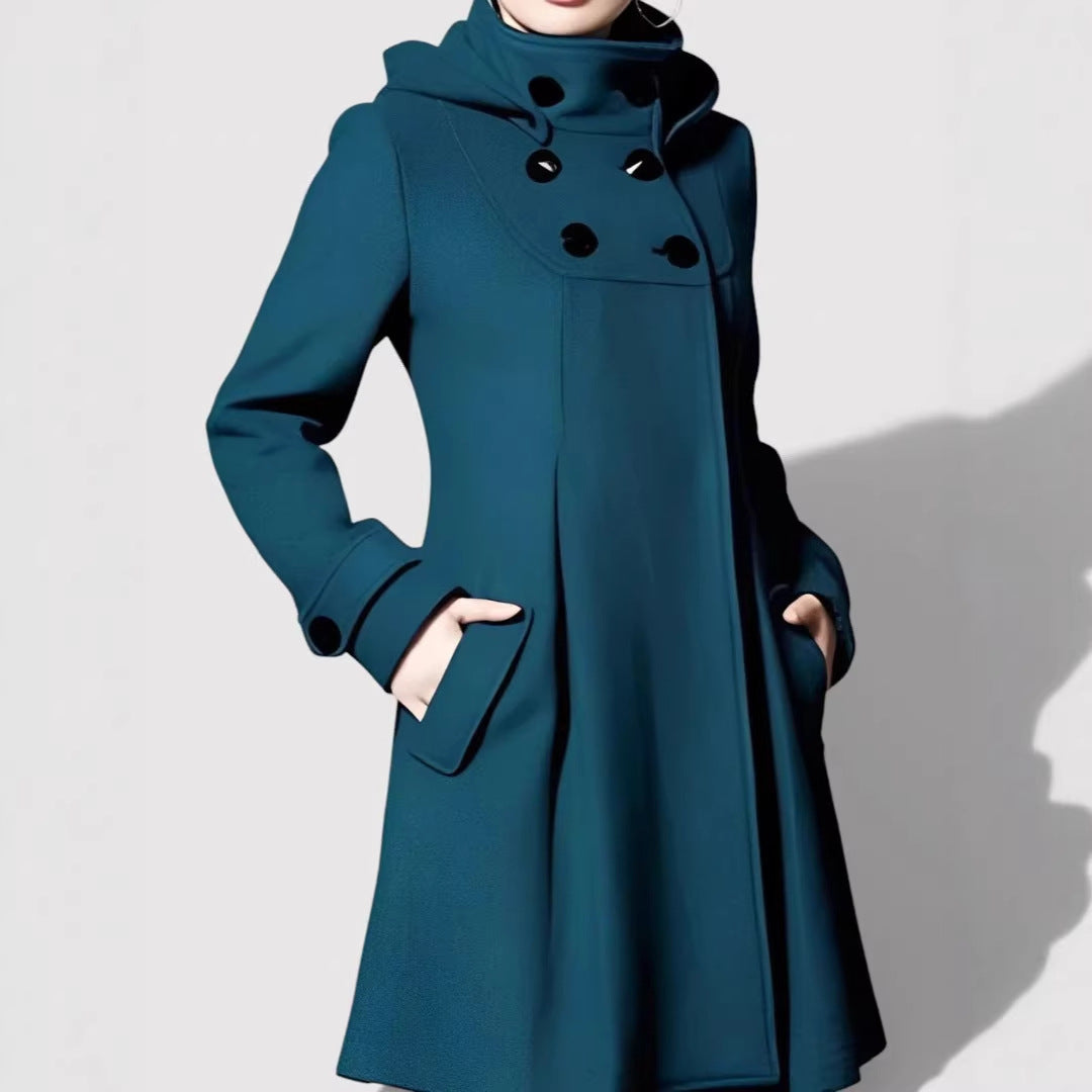 Women's Fashion Transitional Jacket with Hood and Button Details