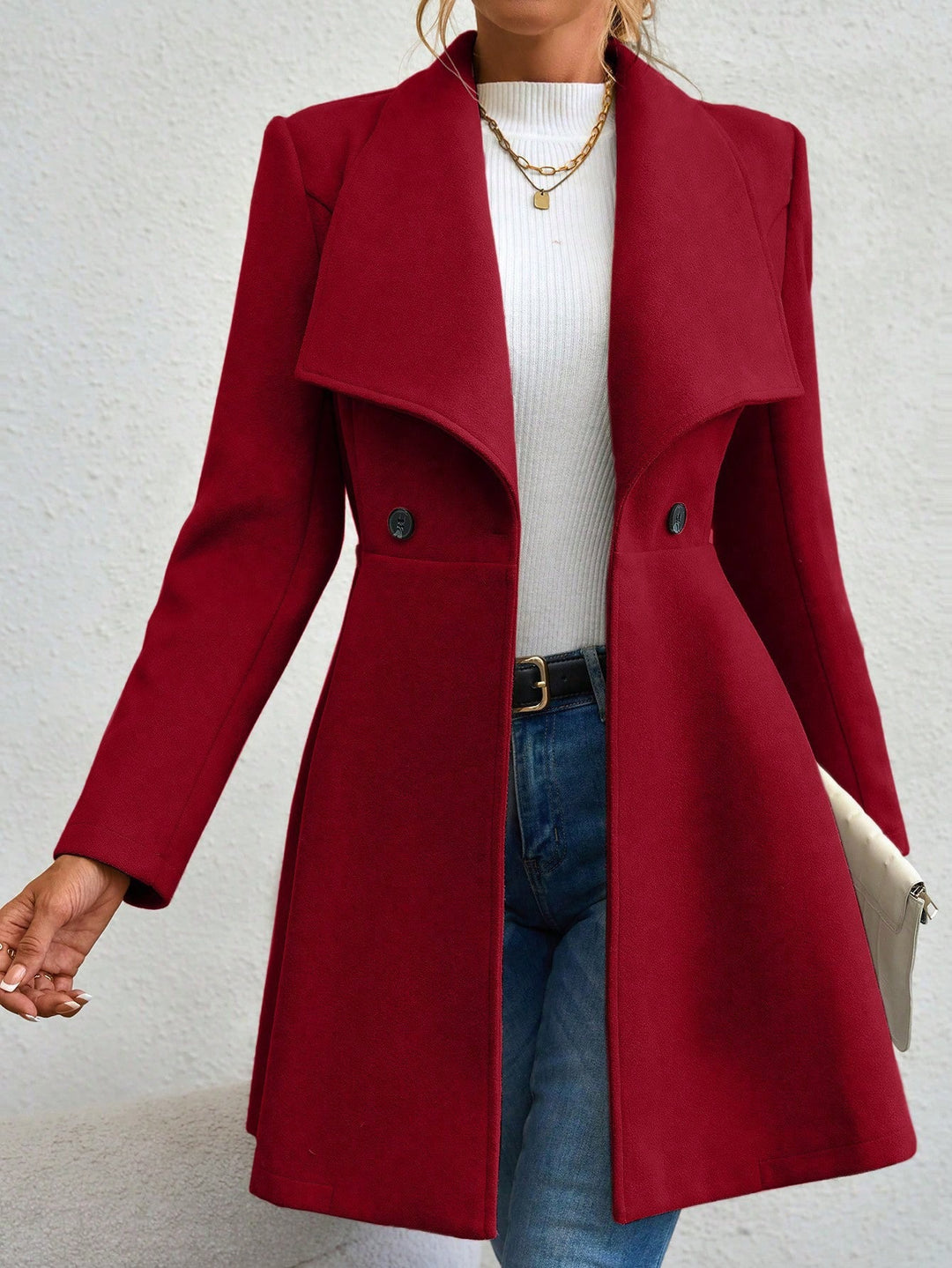 Ladies Elegant Double-Breasted Wool Jacket