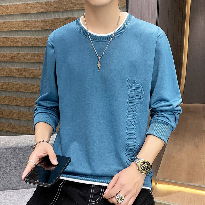 Men's Oversize Sweatshirt with Ribbed Cuffs and Embossed Side Print Mune Fashion