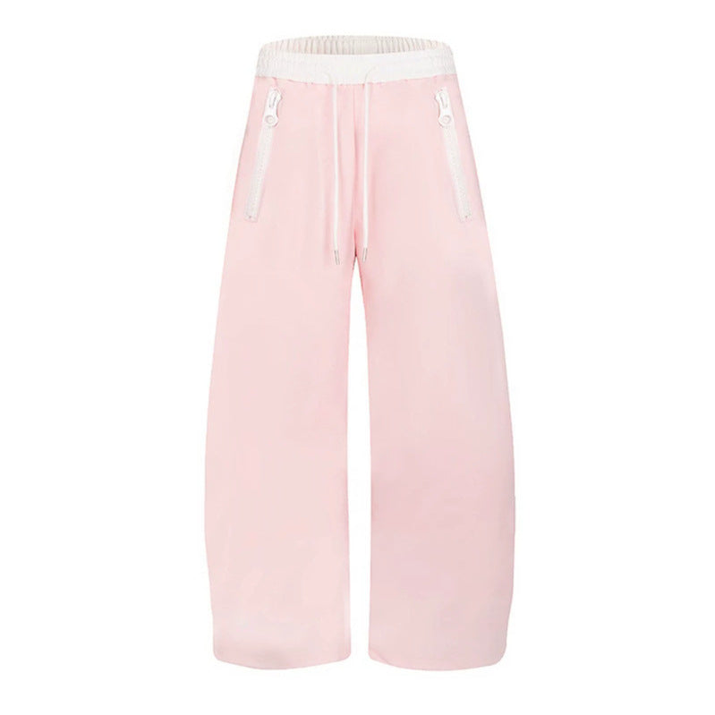 Ladies wide lounge pants with high comfort waistband, drawstring and zip pockets Mune Fashion