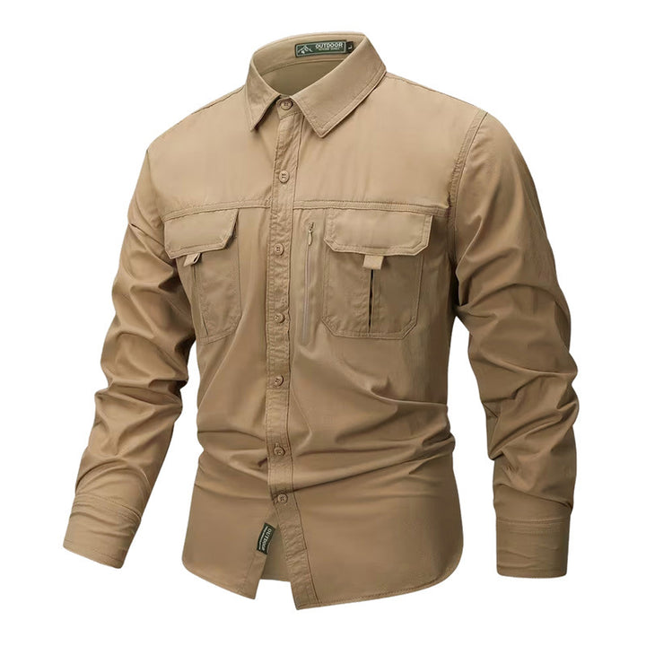 Men's robust trekking shirt with reinforced breast pockets and breathable material Mune Fashion