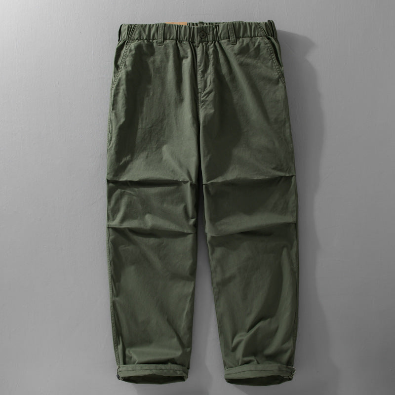 Men's casual chino pants with elastic waistband, drawstring, and tapered leg Mune Fashion