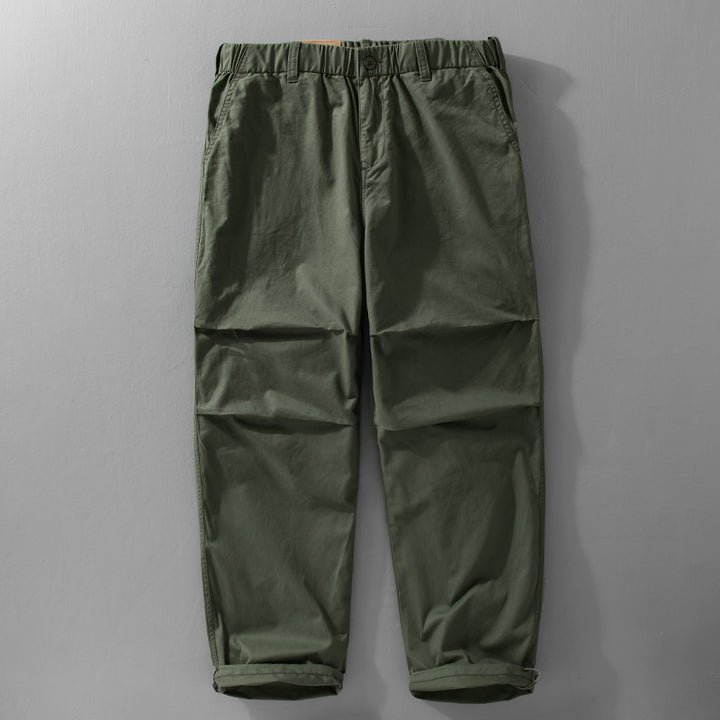 Men's casual chino pants with elastic waistband, drawstring, and tapered leg Mune Fashion