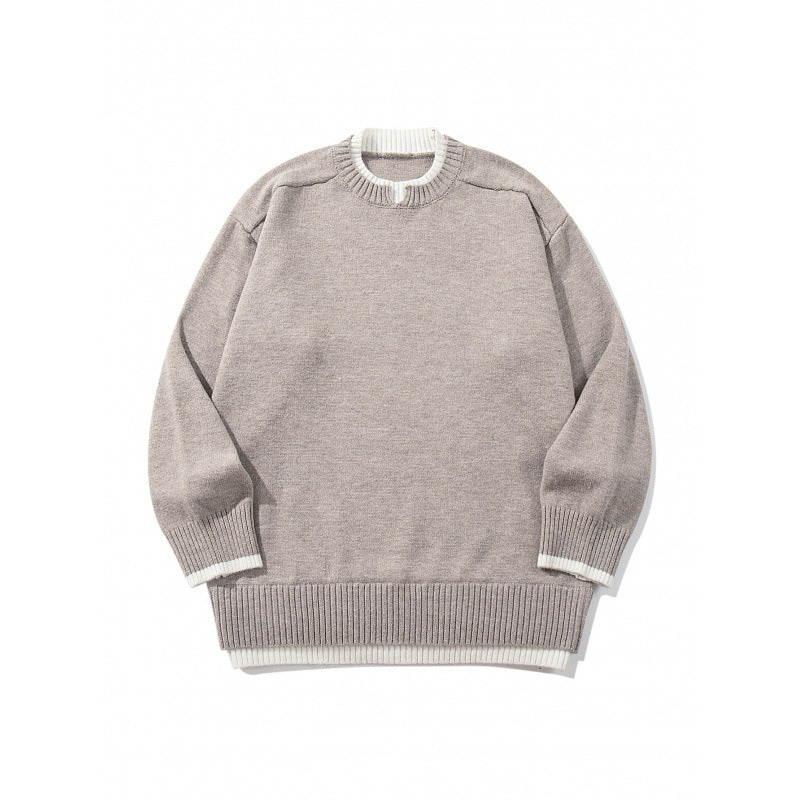Unisex Relaxed-Fit Fine Knit Sweater with Contrast Cuffs and Extended Ribbed Hem Mune Fashion