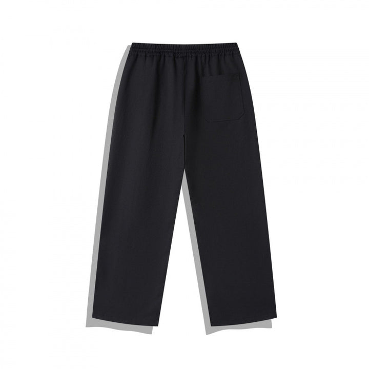 Unisex Wide Relaxed Pants with Elastic Waistband, Drawstring and Decorative Stitching Mune Fashion
