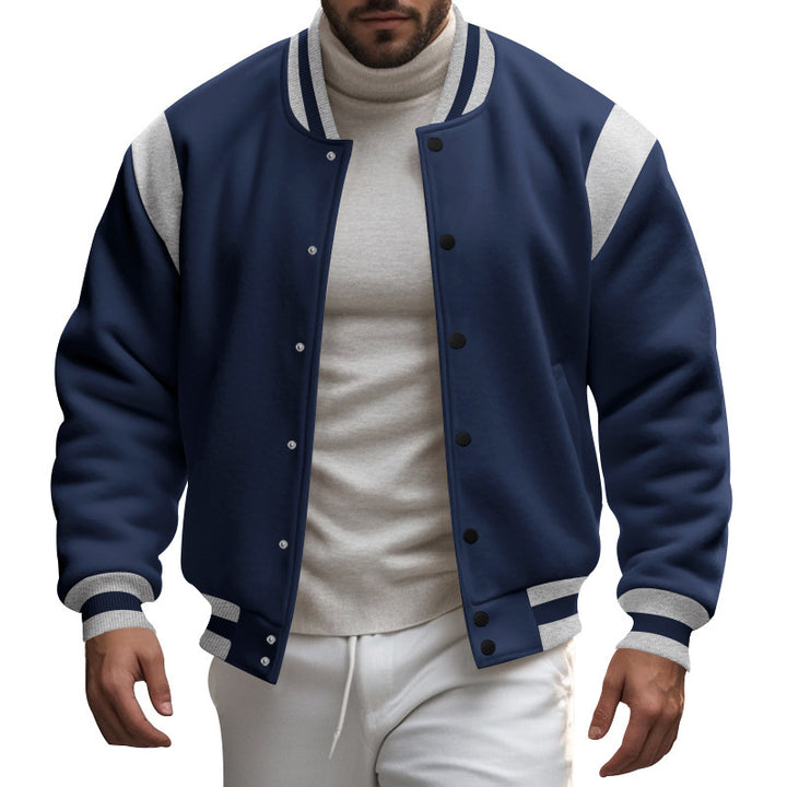 Men's nan College baseball jacket with snap button placket, ribbed collar and contrasting yokes Mune Fashion