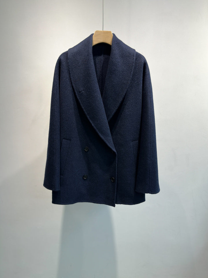 Women Double-Breasted Structured Wool Blend Jacket Mune Fashion