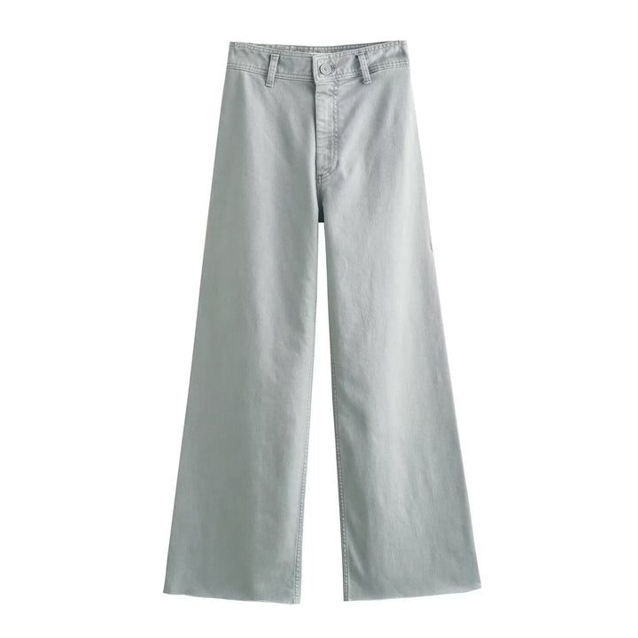Women's loose high-waist worker pants with patch back pockets Mune Fashion