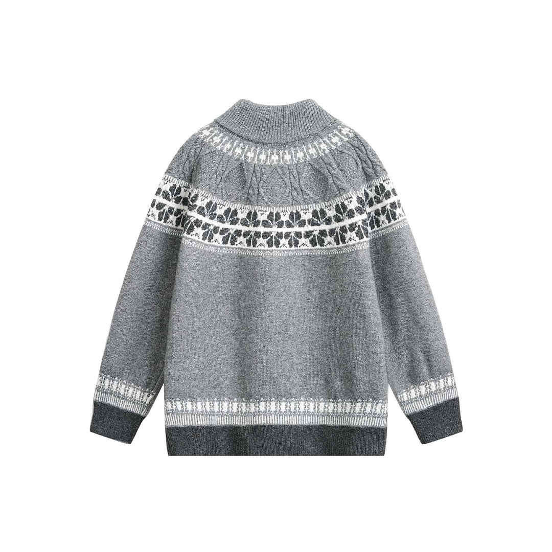 Women's knitted zip jacket in Norwegian pattern with high stand-up collar Mune Fashion