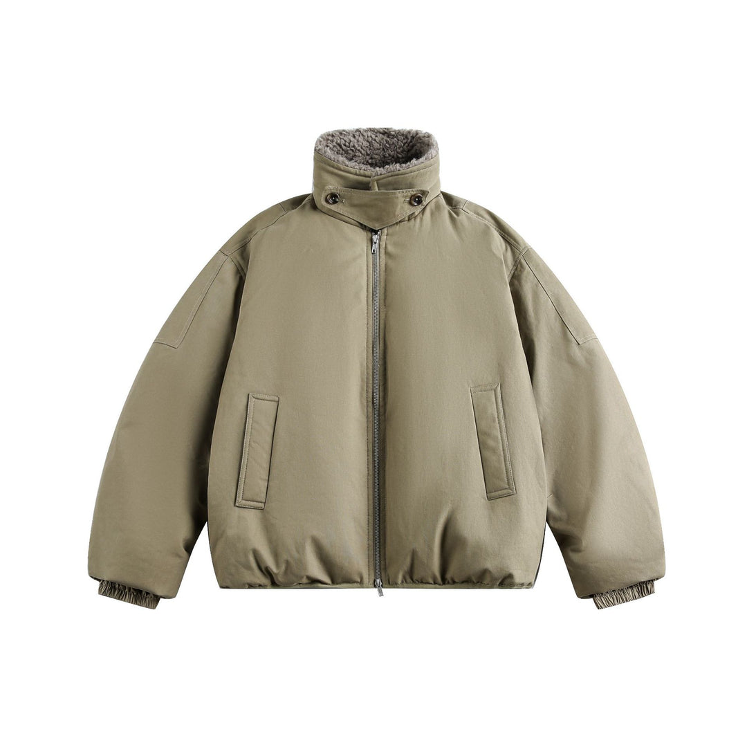 Men's Warm Insulated Field Bomber Jacket with Sheepskin-Look Collar Mune Fashion