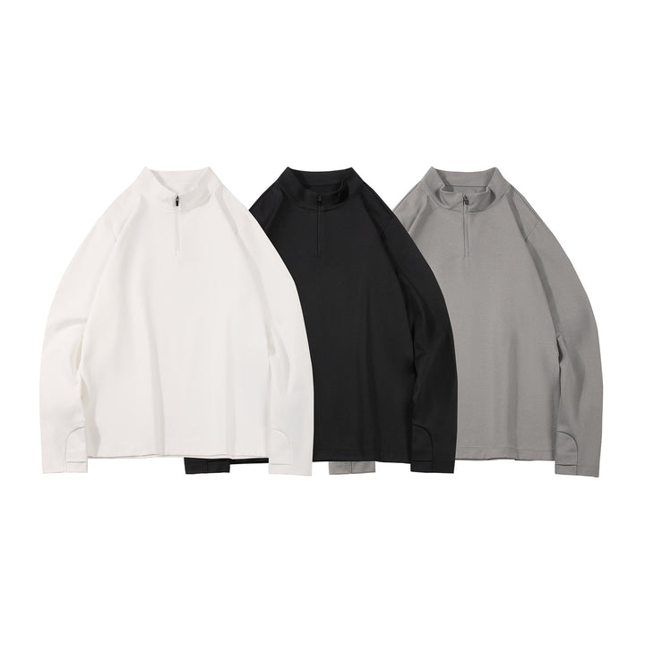 Herren Langärmeliges Halbzip-Sweatshirt mit Stehkragen und weitem Schnitt aus technischem Jersey Mune Fashion