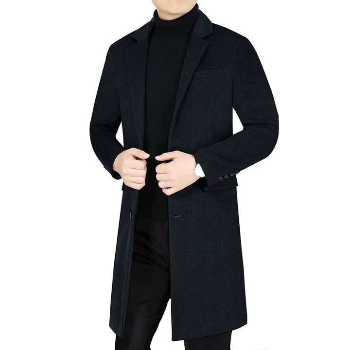 Men's Long Wool Blend Coat with Full Faux Fur Lining and Slim Silhouette Mune Fashion