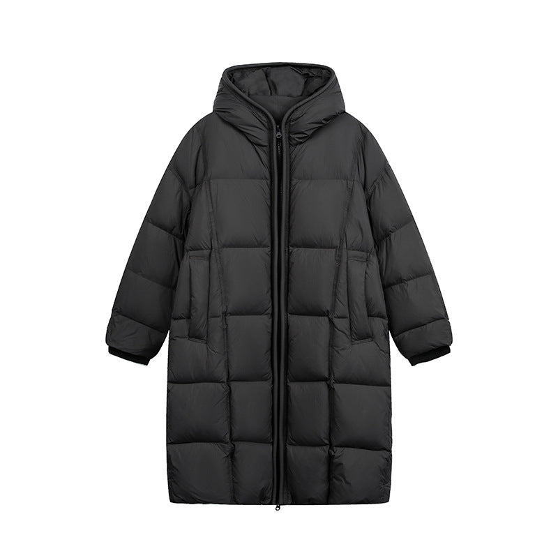 Women's Long Quilted Coat with Hood, Oversize Thermal Insulation Mune Fashion