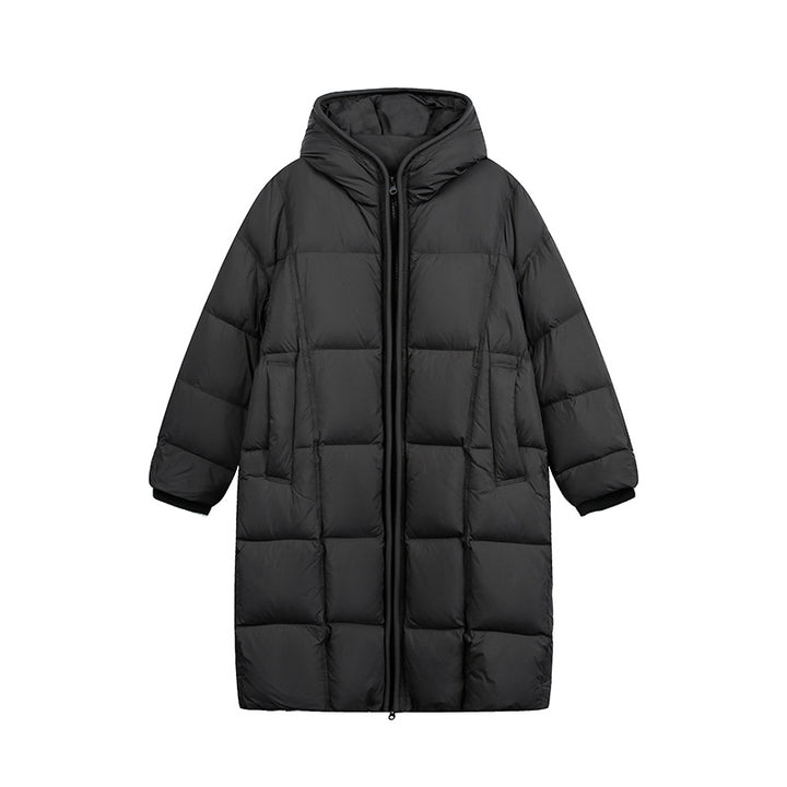 Women's Long Quilted Coat with Hood, Oversize Thermal Insulation Mune Fashion