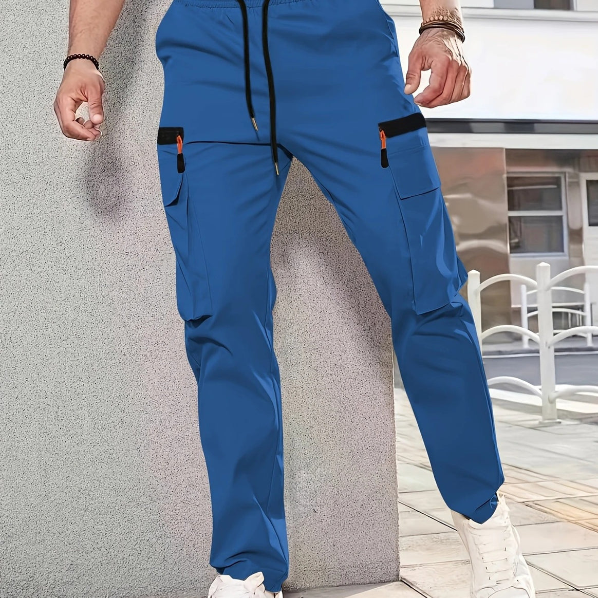 Men's Tapered Cargo Jogging Pants with Elastic Waistband, Drawstring & Multi-Pockets Mune Fashion