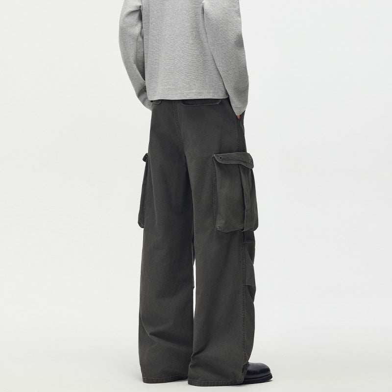 Men's baggy cargo pants with extra wide legs, deep crotch and large flap pockets Mune Fashion