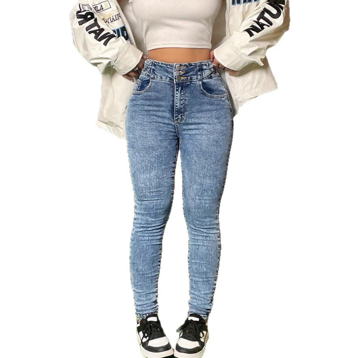 Women High-Cut Sculpting Jeans in a Slim Fit with Elastic Shaping Waistband Mune Fashion
