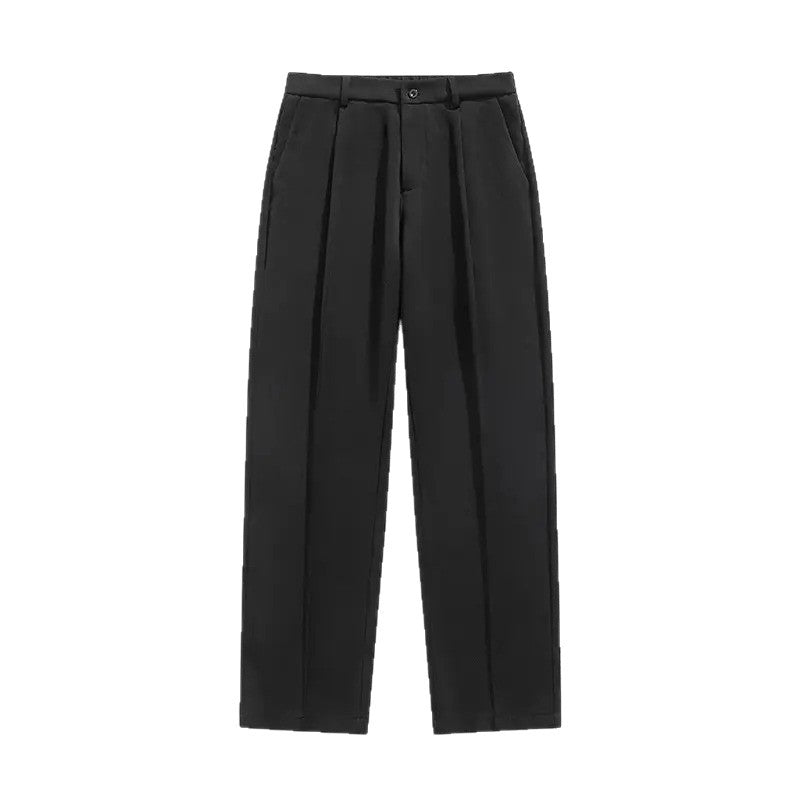 Men's loose waistband pleat fabric trousers with high waist, straight leg and discreet side pockets Mune Fashion