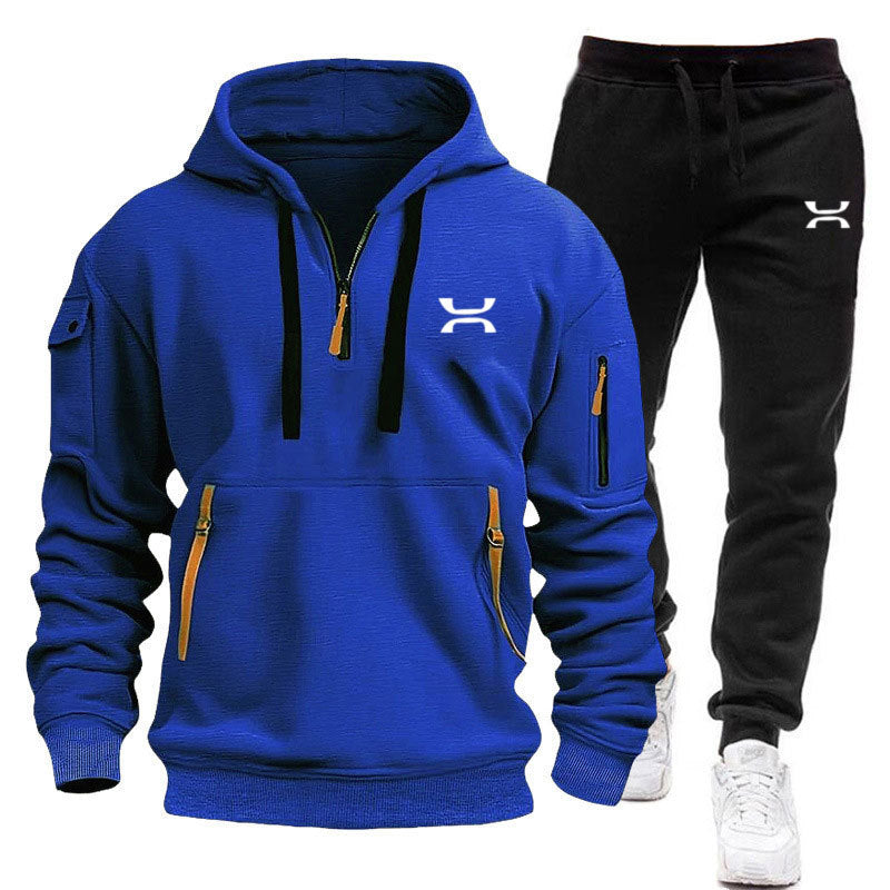 Men's Sporty Hoodie and Tracksuit Set with Functional Pockets and Sporty Cut Mune