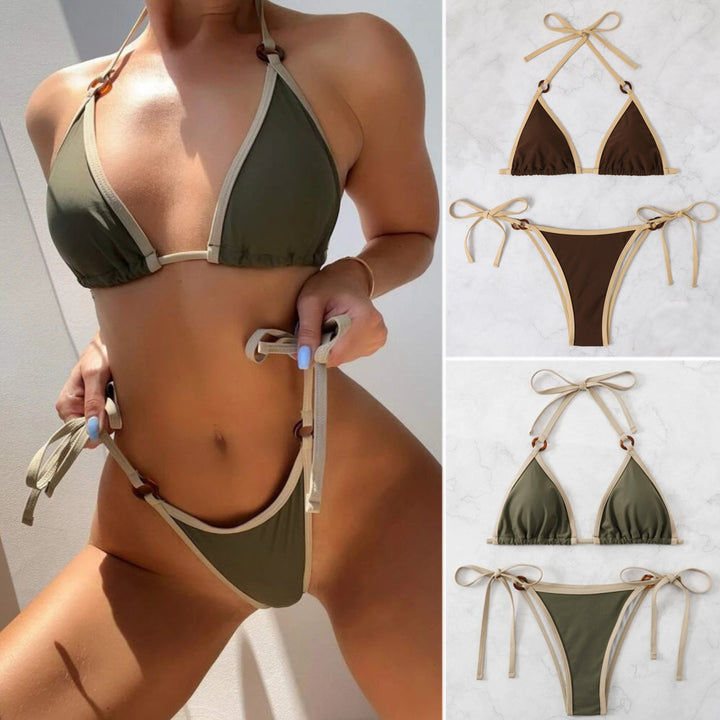 Ladies triangle bikini with adjustable straps and ring details Mune Fashion