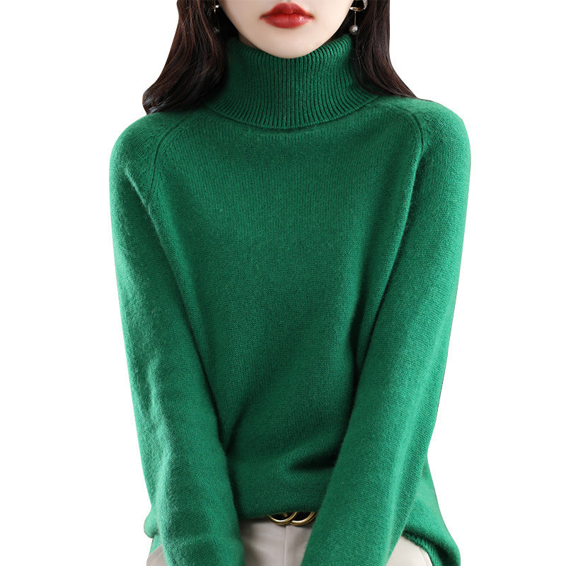 Women's Soft High Collar Sweater made of fluffy Wool Mix with Raglan Sleeves Mune Fashion