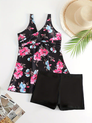 Women's Tankini with Floral Accents Mune Fashion