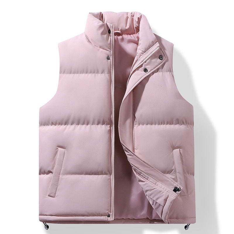 Men's Quilted Thermal Puffer Vest with High Stand Collar and Drawstring Hem Mune Fashion
