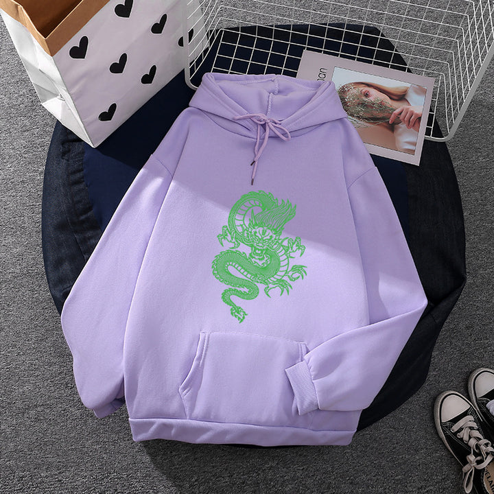 Unisex hooded sweatshirt with detailed dragon motif, oversized cut and kangaroo pocket Mune Fashion