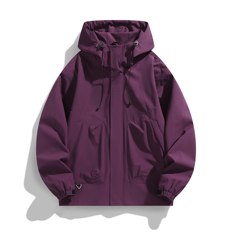 Men's Lightweight Wind and Water Resistant Hooded Jacket in Urban Utility Style with Concealed Zipper Placket Mune Fashion