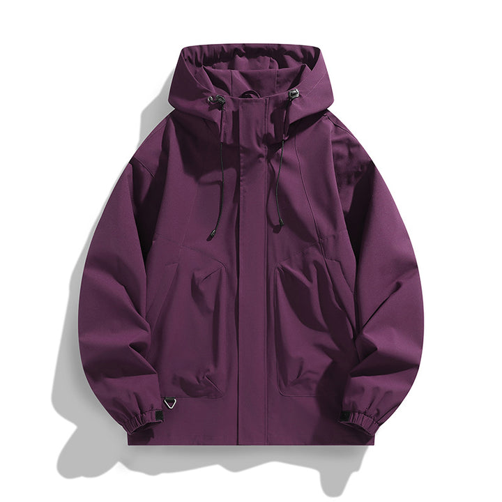 Men's Lightweight Wind and Water Resistant Hooded Jacket in Urban Utility Style with Concealed Zipper Placket Mune Fashion
