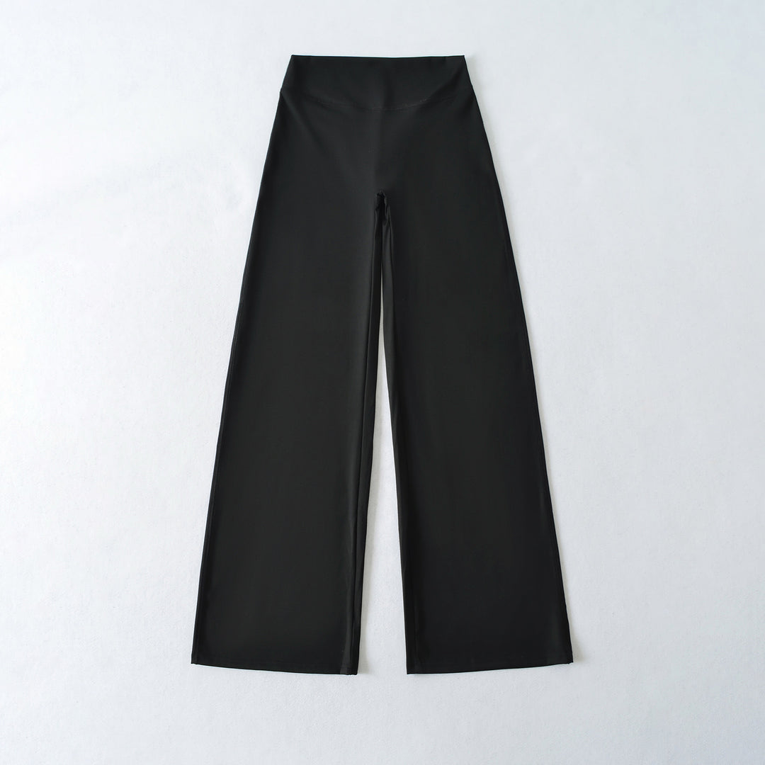Women's Wide High Waist Lounge Pants made of Stretch Jersey with Flowing Flare Mune Fashion