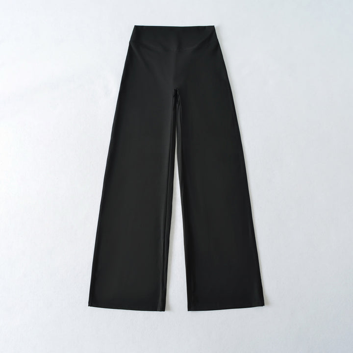 Women's Wide High Waist Lounge Pants made of Stretch Jersey with Flowing Flare Mune Fashion