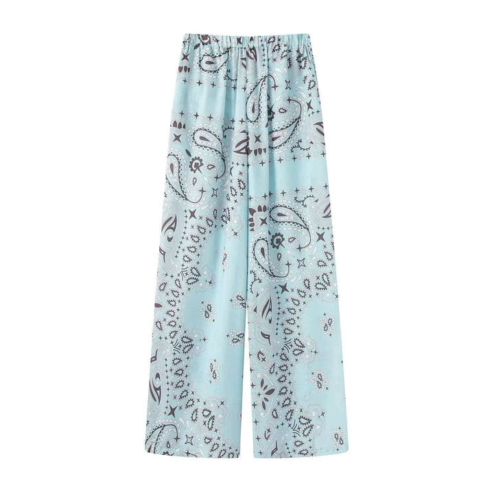Ladies wide-cut Palazzo pants with paisley print and elastic waistband Mune Fashion