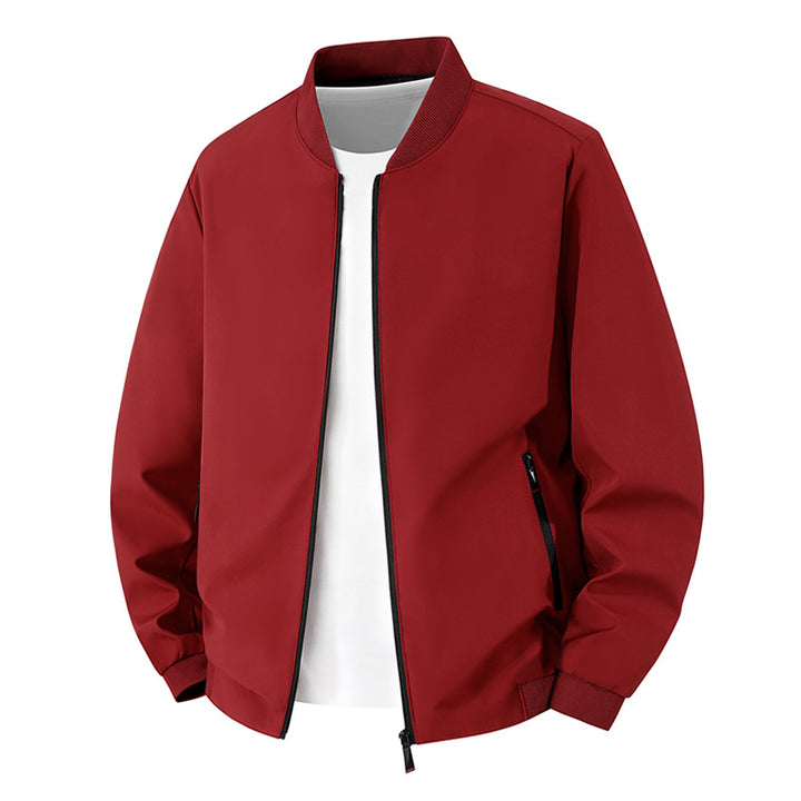 Men's Lightweight Minimalistic Bomber Jacket with Stand-up Collar, Water-repellent Outer Shell and Zipper Pockets Mune Fashion