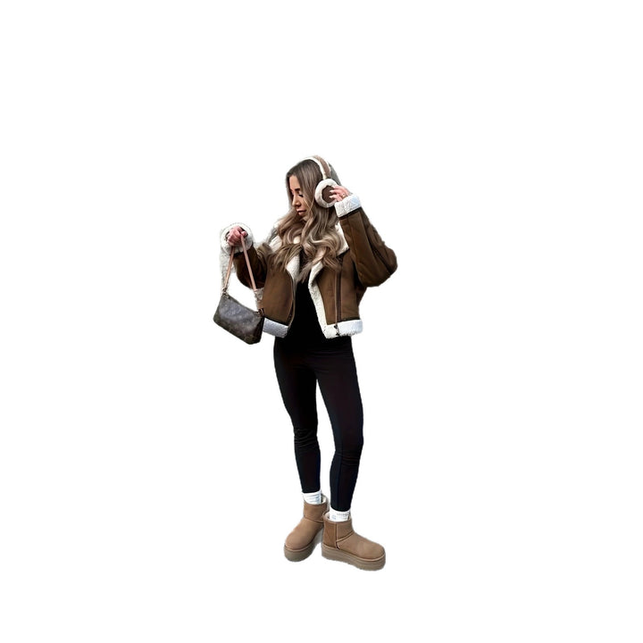 Women Casual and Warm Sheepskin Jacket
